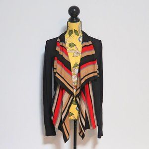 Ann Klein Striped Drape Open Front Cardigan S